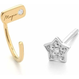 Secrecy Pendientes de aro MAGIC de plata de ley con baño de oro 18K
