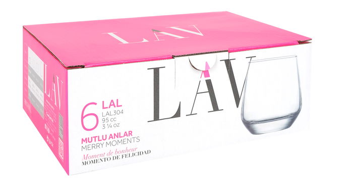Lav Set 6 Vasos Chupito 95 cc 5x6x6 cm (12 Cajas)
