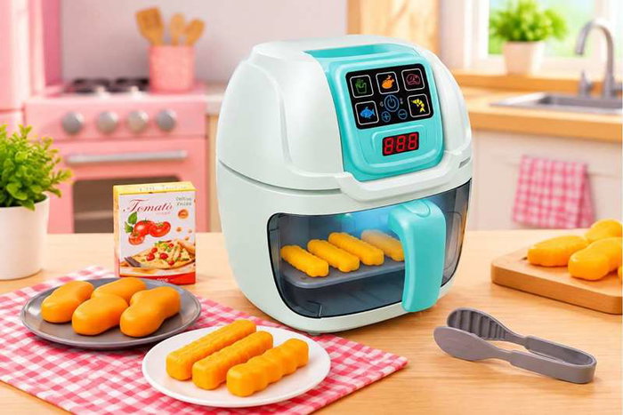 Jugatoys Air fryer ¡la comida cambia de color!, con luces y sonidos