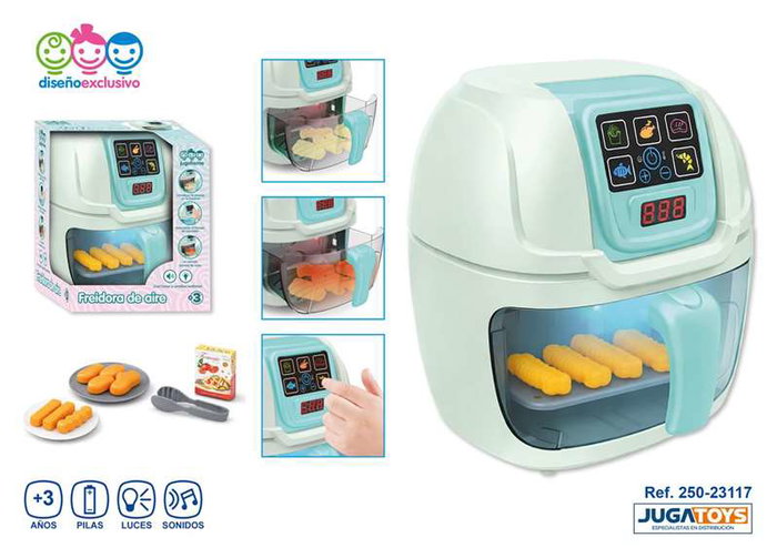 Jugatoys Air fryer ¡la comida cambia de color!, con luces y sonidos