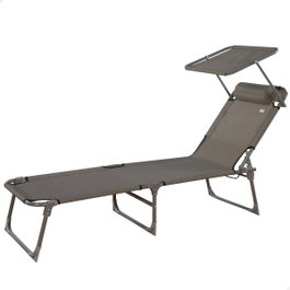 Color Baby Tumbona plegable con parasol textileno gris Aktive 193X53X30/75 cm