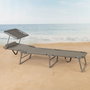 Color Baby Tumbona plegable con parasol textileno gris Aktive 193X53X30/75 cm