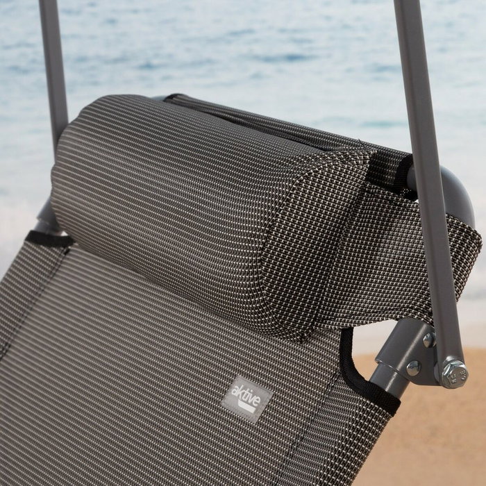 Color Baby Tumbona plegable con parasol textileno gris Aktive 193X53X30/75 cm
