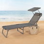 Color Baby Tumbona plegable con parasol textileno gris Aktive 193X53X30/75 cm