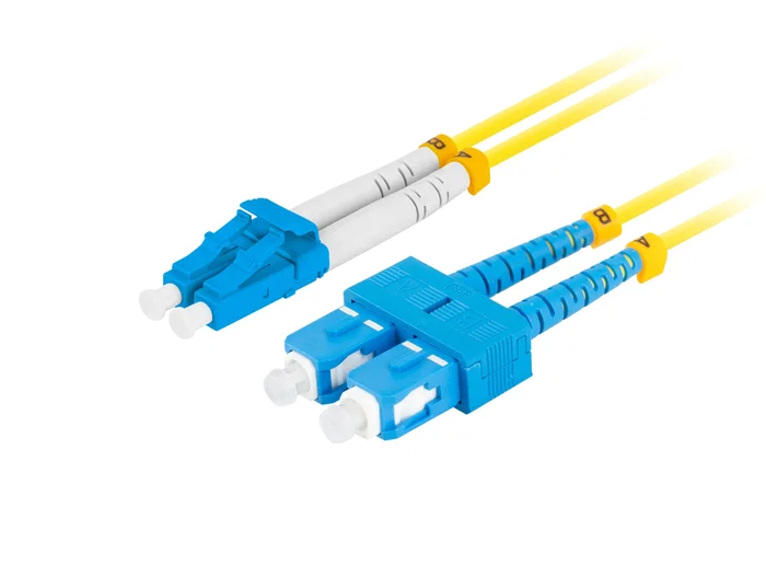 Lanberg FO-SULU-SD11-0050-YE Cable de Fibra Óptica 5m G.657.A1, Conector SC/UPC a LC/UPC Duplex, Color Amarillo