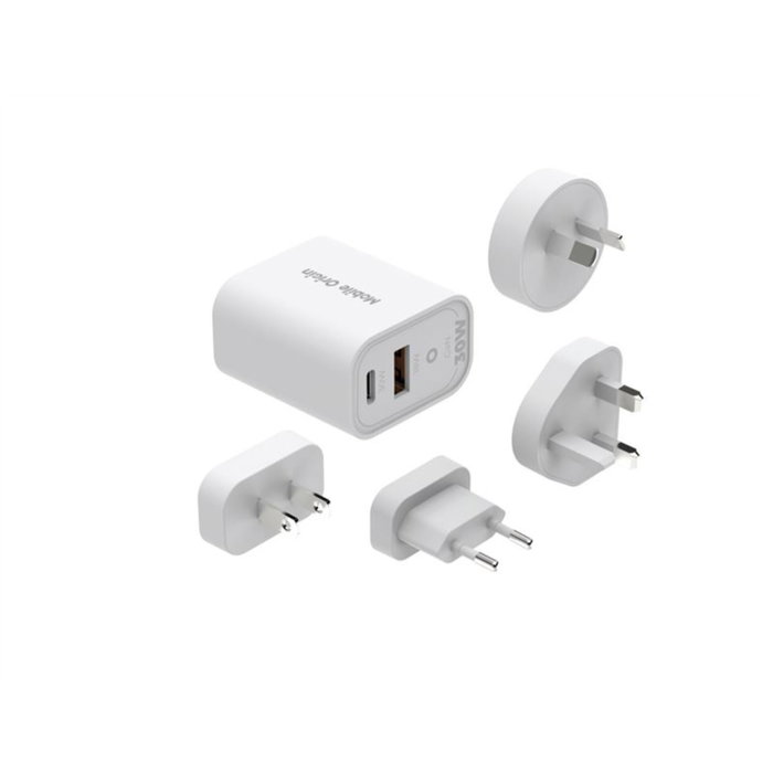 Mobile Origin Cargador de Viaje GaN 30W MO14 con Adaptadores EU/USA/UK/AUS