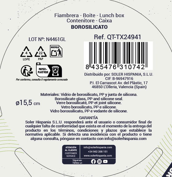 Inde Fiambrera Redonda Hermética Textury 15.5 cm 650 ml (6 Unidades)