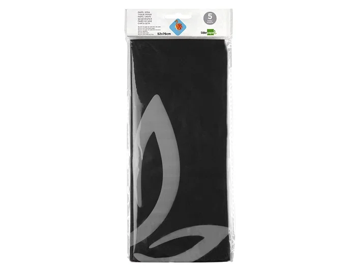 Liderpapel Papel Seda Negro 52x76cm 18g/m2 Bolsa 5 Hojas