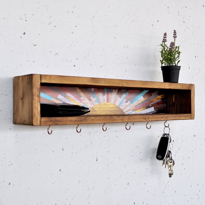 Hanah Home Raf293 Estantería de Pared Madera Maciza Decorativa 40x10x10 cm