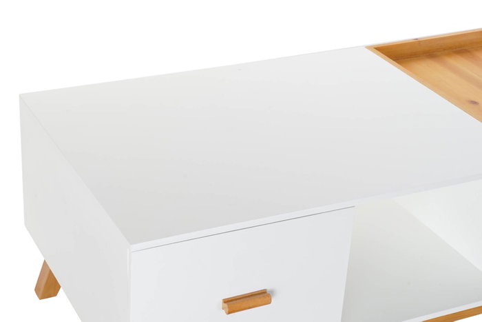 DKD Home Decor Mesa de Centro Blanca con Cajón