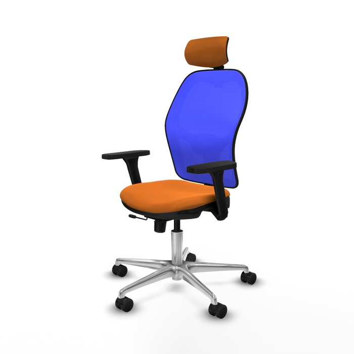 PIQUERAS Y CRESPO Silla de oficina Jorquera con mecanismo Sincro/Traslack, Azul y Naranja