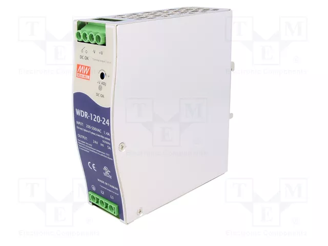 MEAN WELL WDR-120-24 Alimentador de impulso 120W 24VDC