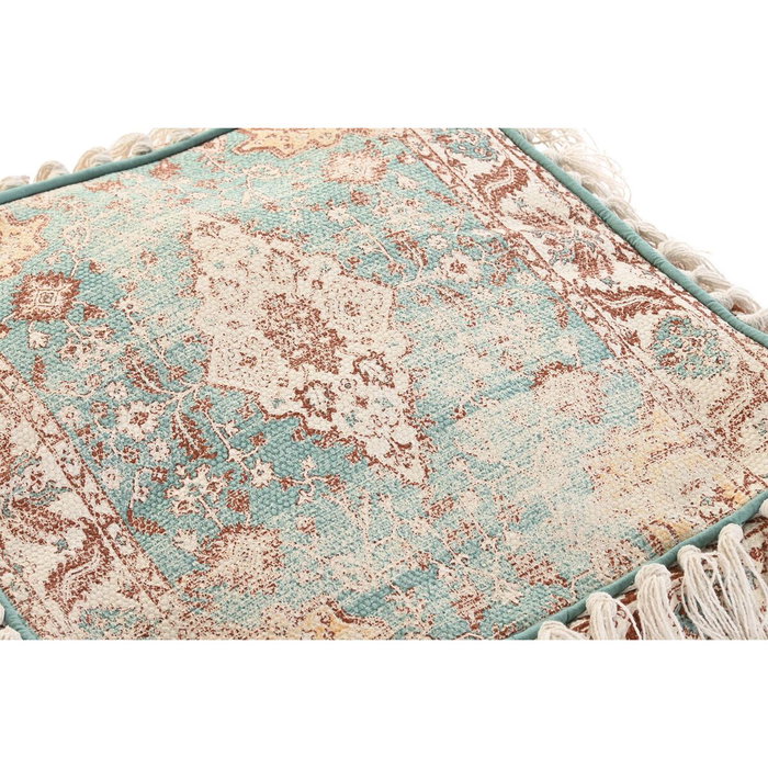 DKD Home Decor Cojín de Suelo Algodón 40x40x40 con Flecos Verde, Beige y Marrón