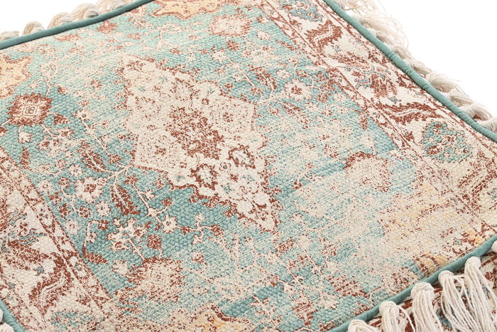 DKD Home Decor Fez Cojín Suelo Árabe Verde Beige Poliéster 40 x 40 x 40 cm