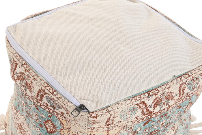 DKD Home Decor Fez Cojín Suelo Árabe Verde Beige Poliéster 40 x 40 x 40 cm