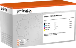 Prindo PRTC716 Rainbow Classic Pack de Valor Negro, Cian, Magenta y Amarillo