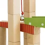 Robo Pista de Canicas de Madera con 80 Bloques de Construcción y 20 Canicas de Vidrio, Colores Natural, Rojo, Azul, Verde