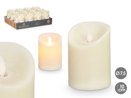 Giftdecor Vela Led Crema 10 cm, 7.5x7.5x10 cm, Plástico y Cera, Amarillo, 2xAA (Set de 24)