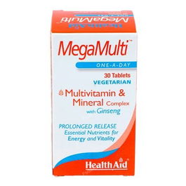 Health Aid Megamulti Con Ginseng 30 Comprimidos - Multivitamínico y Mineral con Ginseng para Energía y Bienestar