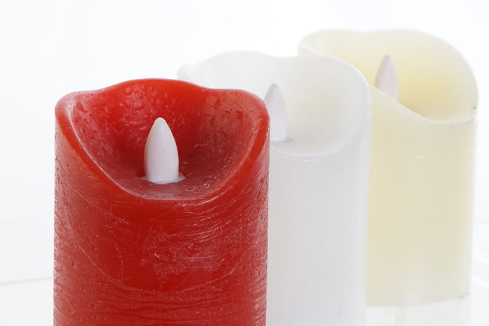 DKD Home Decor Decoración Luminosa Navidad Tradicional LED Cera Parafina Rojo Blanco Beige 7.5 x 10 x 7.5 cm (6 Unidades)