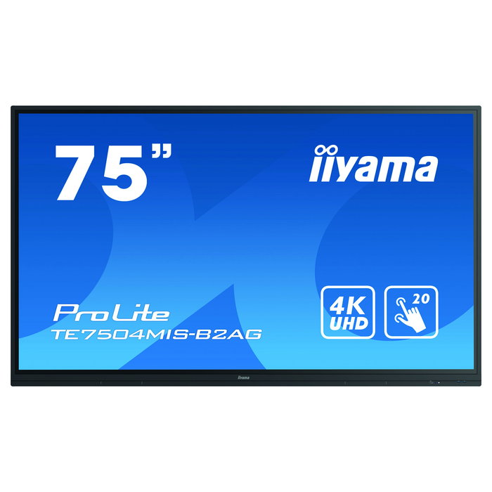 iiyama TE7504MIS-B2AG Panel Plano Interactivo 75" 4K UHD IPS 8ms Táctil 20 Puntos, WiFi, Android, 3xHDMI, USB-C, VGA, Altavoces 32W, VESA, Negro