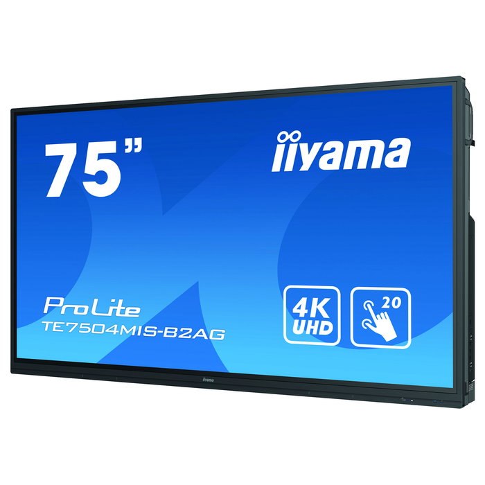 iiyama TE7504MIS-B2AG Panel Plano Interactivo 75" 4K UHD IPS 8ms Táctil 20 Puntos, WiFi, Android, 3xHDMI, USB-C, VGA, Altavoces 32W, VESA, Negro