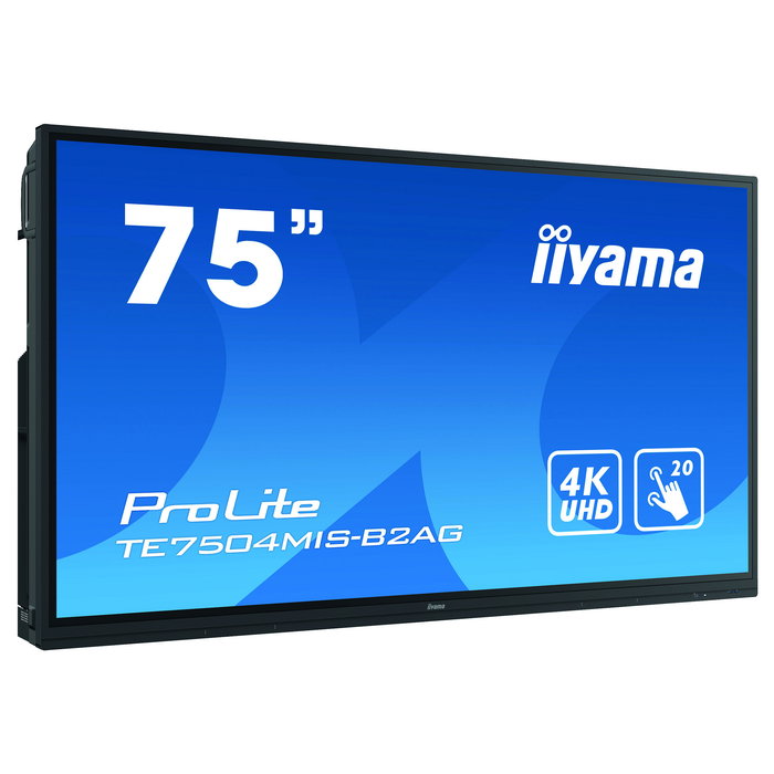 iiyama TE7504MIS-B2AG Panel Plano Interactivo 75" 4K UHD IPS 8ms Táctil 20 Puntos, WiFi, Android, 3xHDMI, USB-C, VGA, Altavoces 32W, VESA, Negro