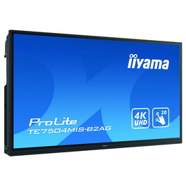 iiyama TE7504MIS-B2AG Panel Plano Interactivo 75" 4K UHD IPS 8ms Táctil 20 Puntos, WiFi, Android, 3xHDMI, USB-C, VGA, Altavoces 32W, VESA, Negro