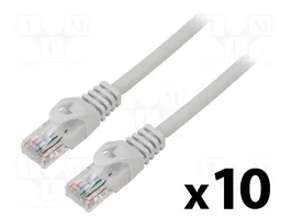 Lanberg Pack de 10 Patchcord Cat.6 U/UTP 1,5m Gris