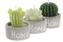 DKD Home Decor Vela Set de 4 Cactus Verde Gris Cera Parafina Cemento 32 gr 12 Unidades 6 x 5 x 20 cm