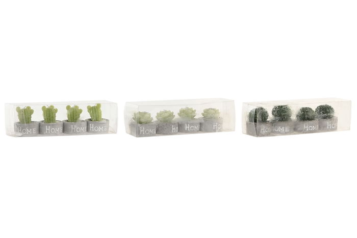 DKD Home Decor Vela Set de 4 Cactus Verde Gris Cera Parafina Cemento 32 gr 12 Unidades 6 x 5 x 20 cm
