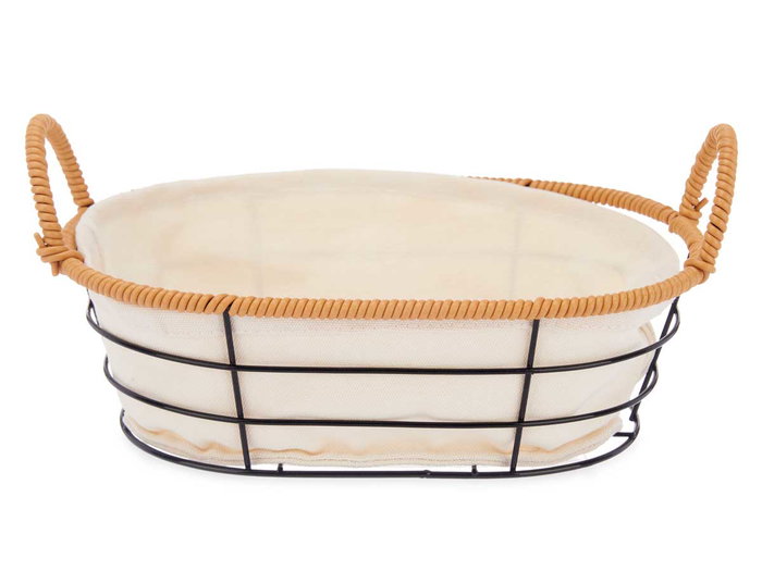 Kinvara Cesta Ovalada Asas Metal 28.5 x 20.5 x 13 cm Natural Metal Tela Plástico (Set de 24)