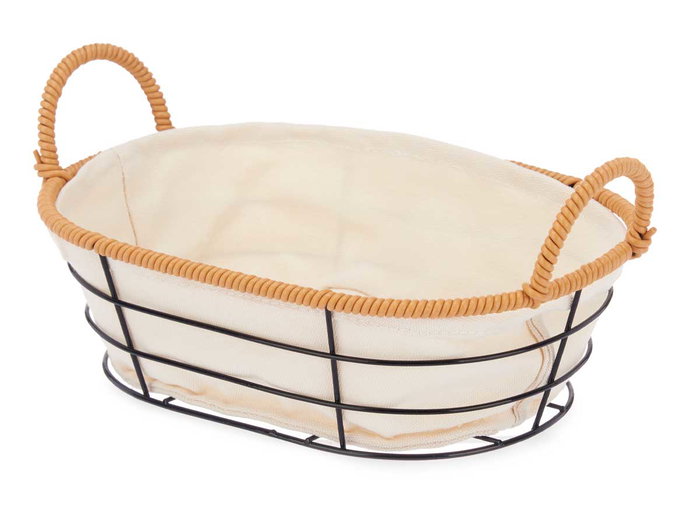 Kinvara Cesta Ovalada Asas Metal 28.5 x 20.5 x 13 cm Natural Metal Tela Plástico (Set de 24)
