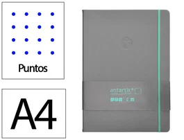 Antartik Cuaderno A4 Tapa Dura Hojas Puntos Gris y Turquesa 100 Hojas 80 gr FSC