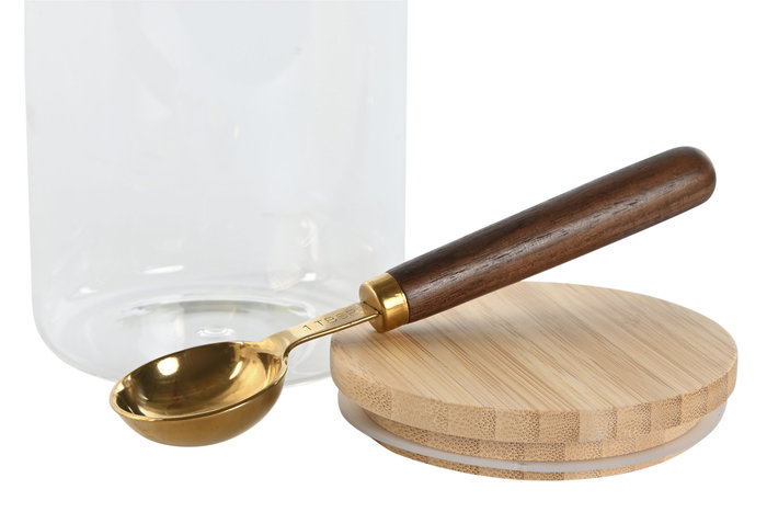 DKD Home Decor Set de 3 Botes de Borosilicato y Bambú