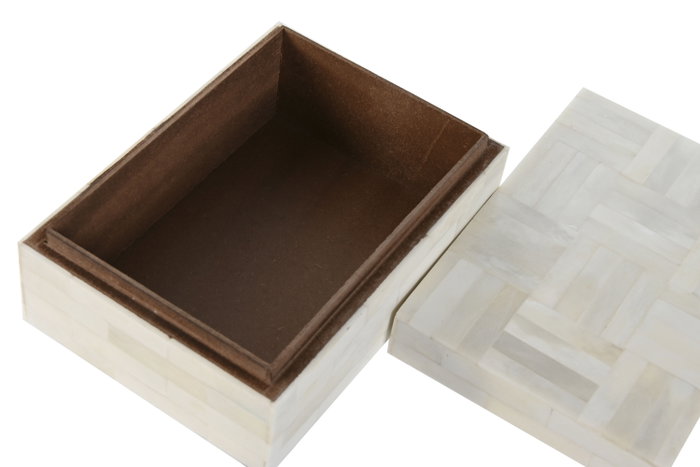 DKD Home Decor Joyero Colonial Crudo Mango Hueso 13 x 7.7 x 18 cm Set de 2