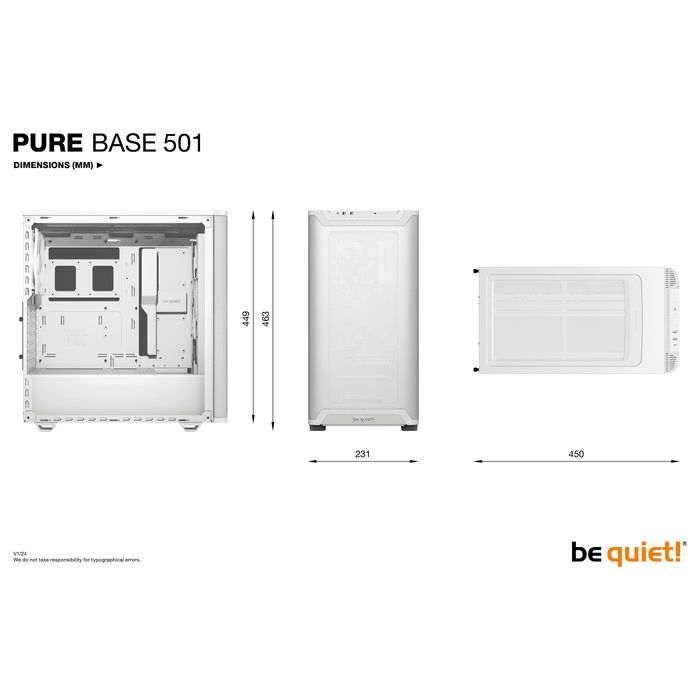 be quiet! PURE BASE 501 Airflow Window White Midi Tower Carcasa PC con Ventana Blanca