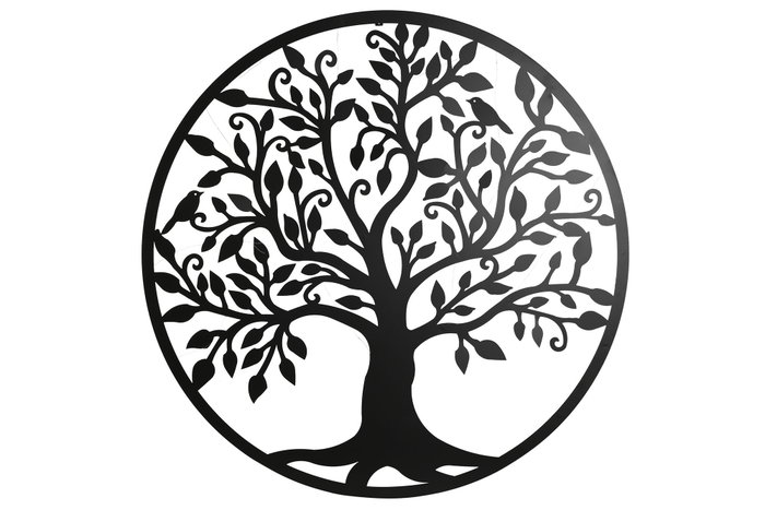 DKD Home Decor Decoración de pared LED Árbol Negro 99x99 cm