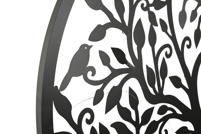 DKD Home Decor Decoración de pared LED Árbol Negro 99x99 cm