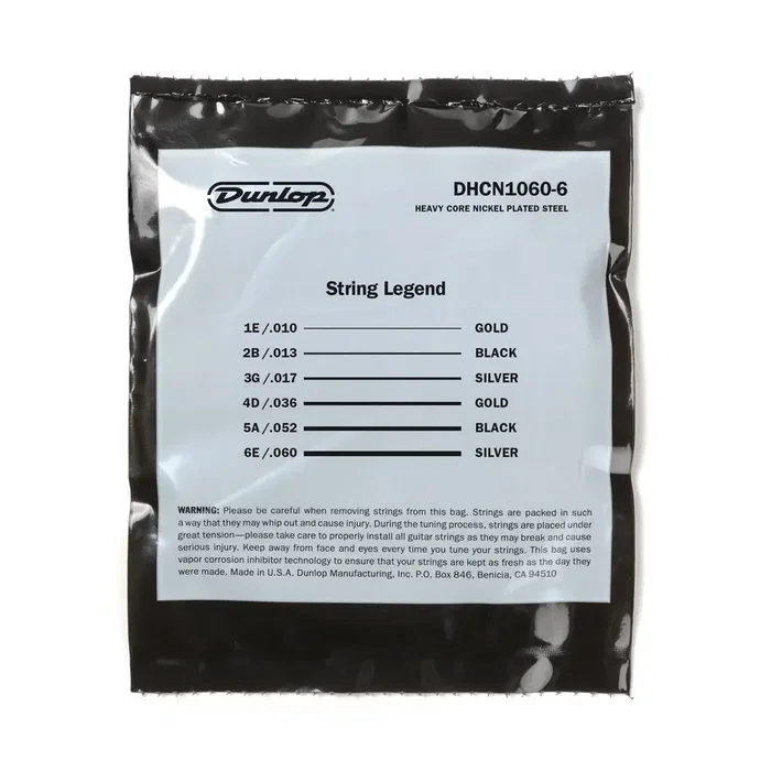 DUNLOP Cuerdas Eléctrica Heavy Core 10-60 Nickel para Bajo