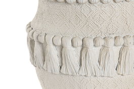 DKD Home Decor Jarrón de Cemento con Relieve Blanco