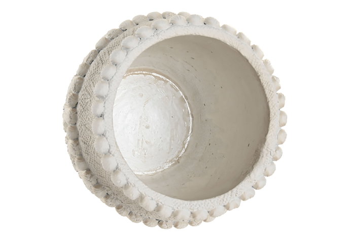 DKD Home Decor Jarrón de Cemento con Relieve Blanco DKD Home Decor Jarrón de Cemento con Relieve Blanco