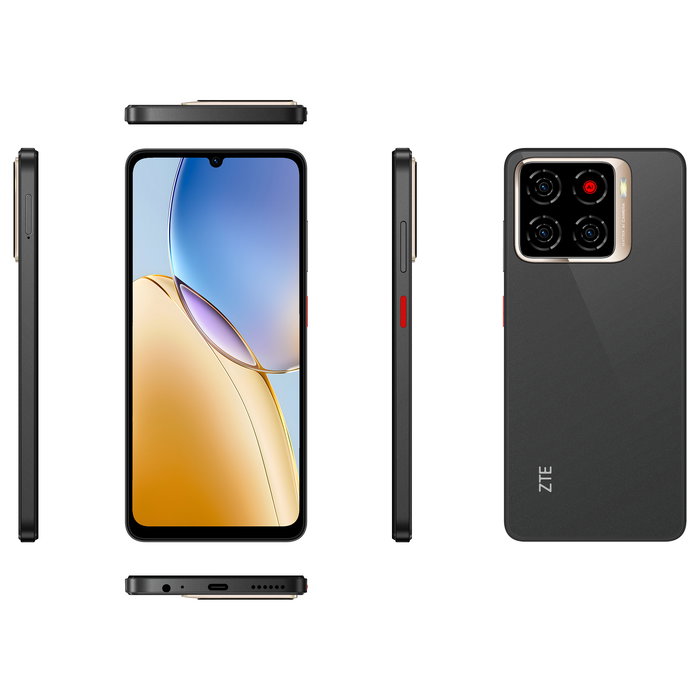 ZTE Blade A56 - Smartphone Android 15, Pantalla 6.75" HD+ 90Hz, 4GB RAM + 64GB, Triple Cámara 13MP, Batería 5000 mAh, Color Negro