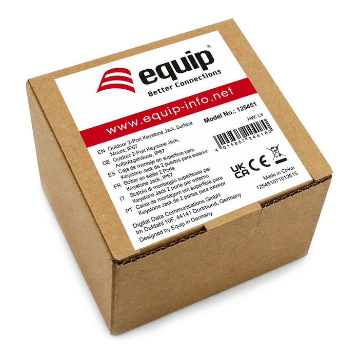 EQUIP Caja de distribución 2-Port Keystone sin blindaje outdoor gris EQUIP Caja de distribución 2-Port Keystone sin blindaje outdoor gris