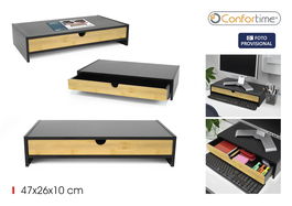 Inde Soporte Monitor Bambú con Cajón Confortime - 26 cm Ancho x 10 cm Alto x 47.4 cm Largo (6 Unidades)
