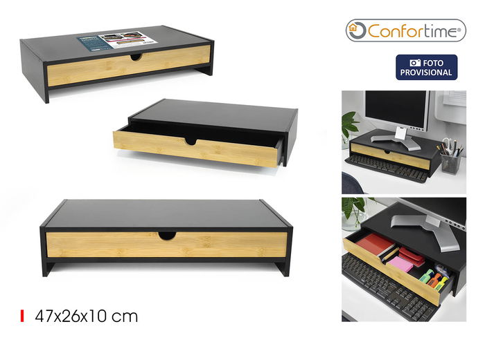 Inde Soporte Monitor Bambú con Cajón Confortime - 26 cm Ancho x 10 cm Alto x 47.4 cm Largo (6 Unidades) Inde Soporte Monitor Bambú con Cajón Confortime - 26 cm Ancho x 10 cm Alto x 47.4 cm Largo (6 Unidades)
