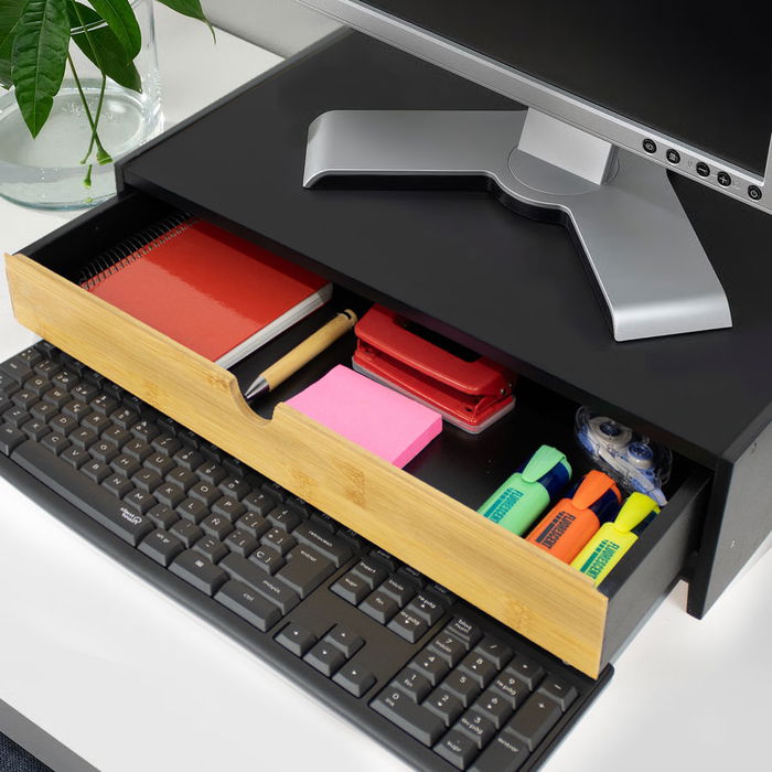 Inde Soporte Monitor Bambú con Cajón Confortime - 26 cm Ancho x 10 cm Alto x 47.4 cm Largo (6 Unidades) Inde Soporte Monitor Bambú con Cajón Confortime - 26 cm Ancho x 10 cm Alto x 47.4 cm Largo (6 Unidades)