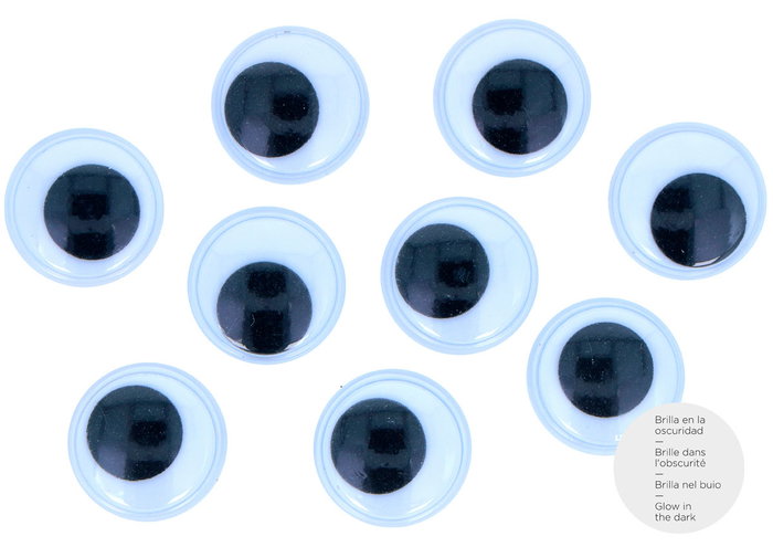 Innspiro Ojos móviles fosforescentes autoadhesivos 18mm, 12 unidades Innspiro Ojos móviles fosforescentes autoadhesivos 18mm, 12 unidades