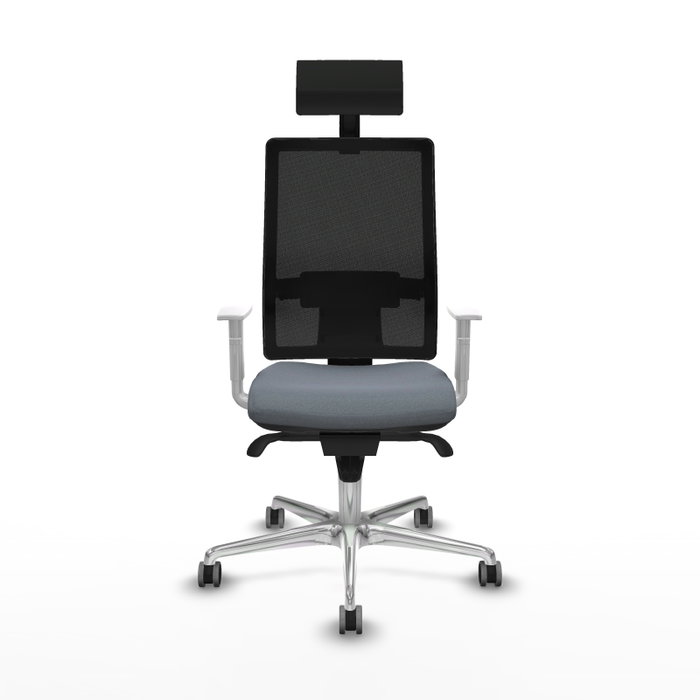 PIQUERAS Y CRESPO Silla de oficina Horna Gris con mecanismo Sincro y reposabrazos blancos PIQUERAS Y CRESPO Silla de oficina Horna Gris con mecanismo Sincro y reposabrazos blancos