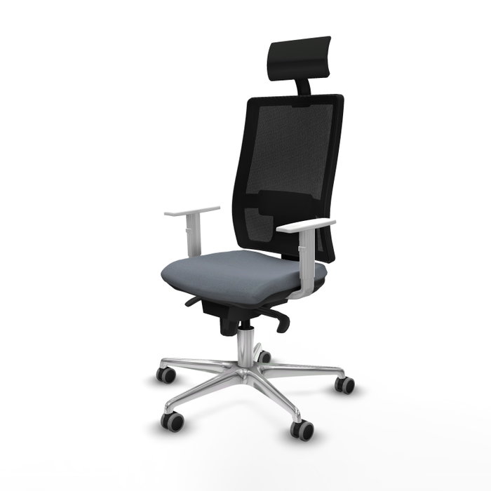 PIQUERAS Y CRESPO Silla de oficina Horna Gris con mecanismo Sincro y reposabrazos blancos PIQUERAS Y CRESPO Silla de oficina Horna Gris con mecanismo Sincro y reposabrazos blancos